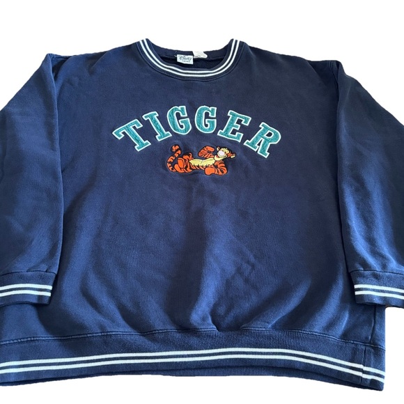 Vintage Y2K Disney Tigger Collegiate Sweatshirt Embroidered Blue - Picture 1 of 9